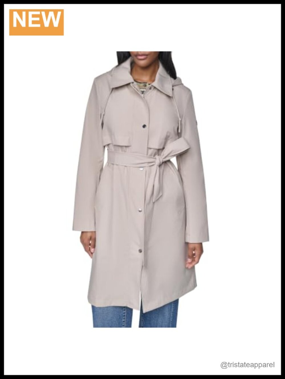 Belted Softshell Coat with Removable Hood, Water-Resistant, 100% Polyester